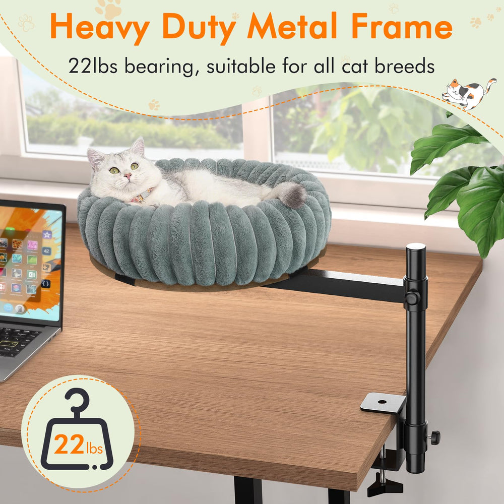 Cama para gato XiaZ de diseño compacto que aprovecha el espacio del escritorio.