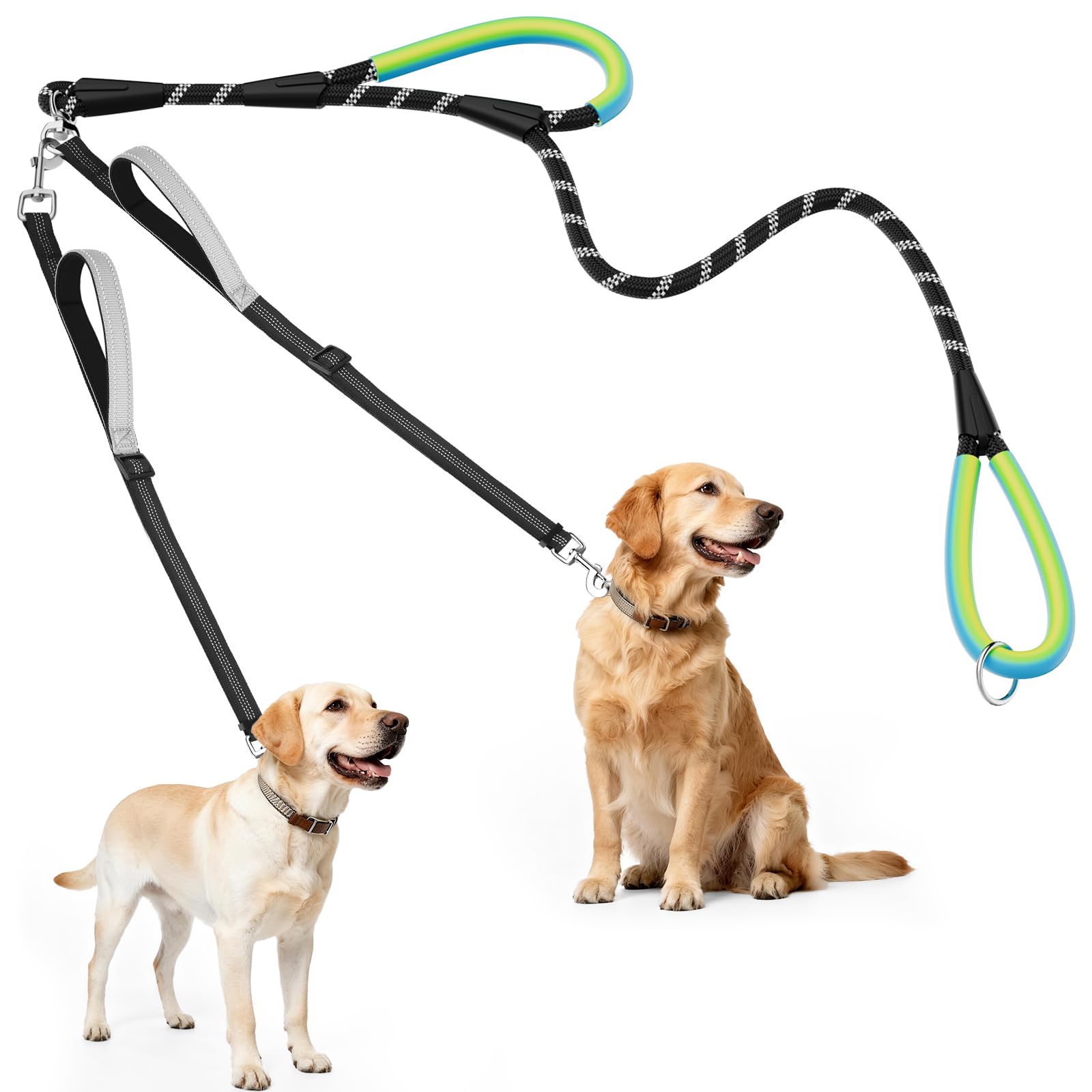 XiaZ Doble Correa para Perros con giro 360° para paseos sin enredos.