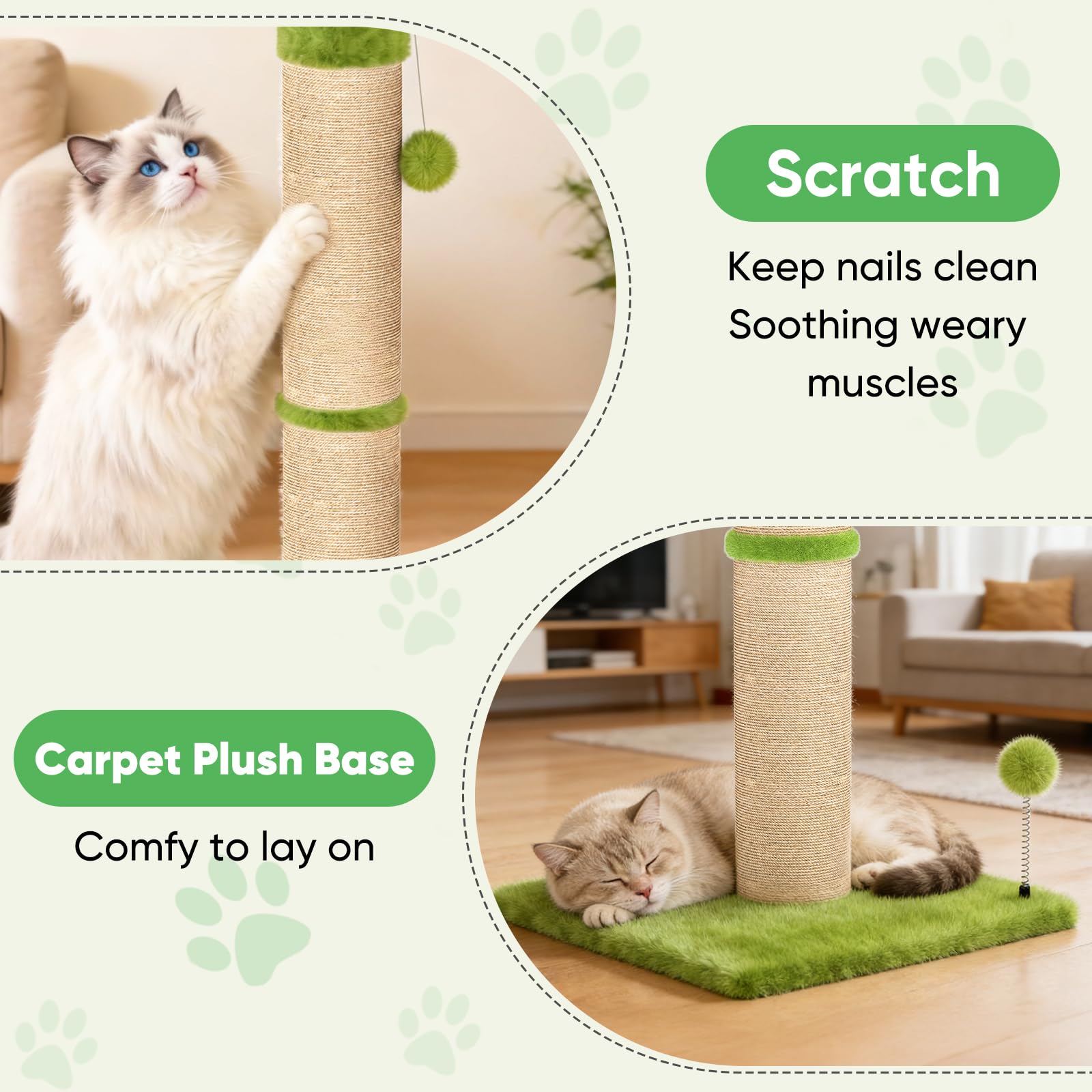 XiaZ rascador-gatos palo sisal 4.5 pulgadas apto para varios tamaños
