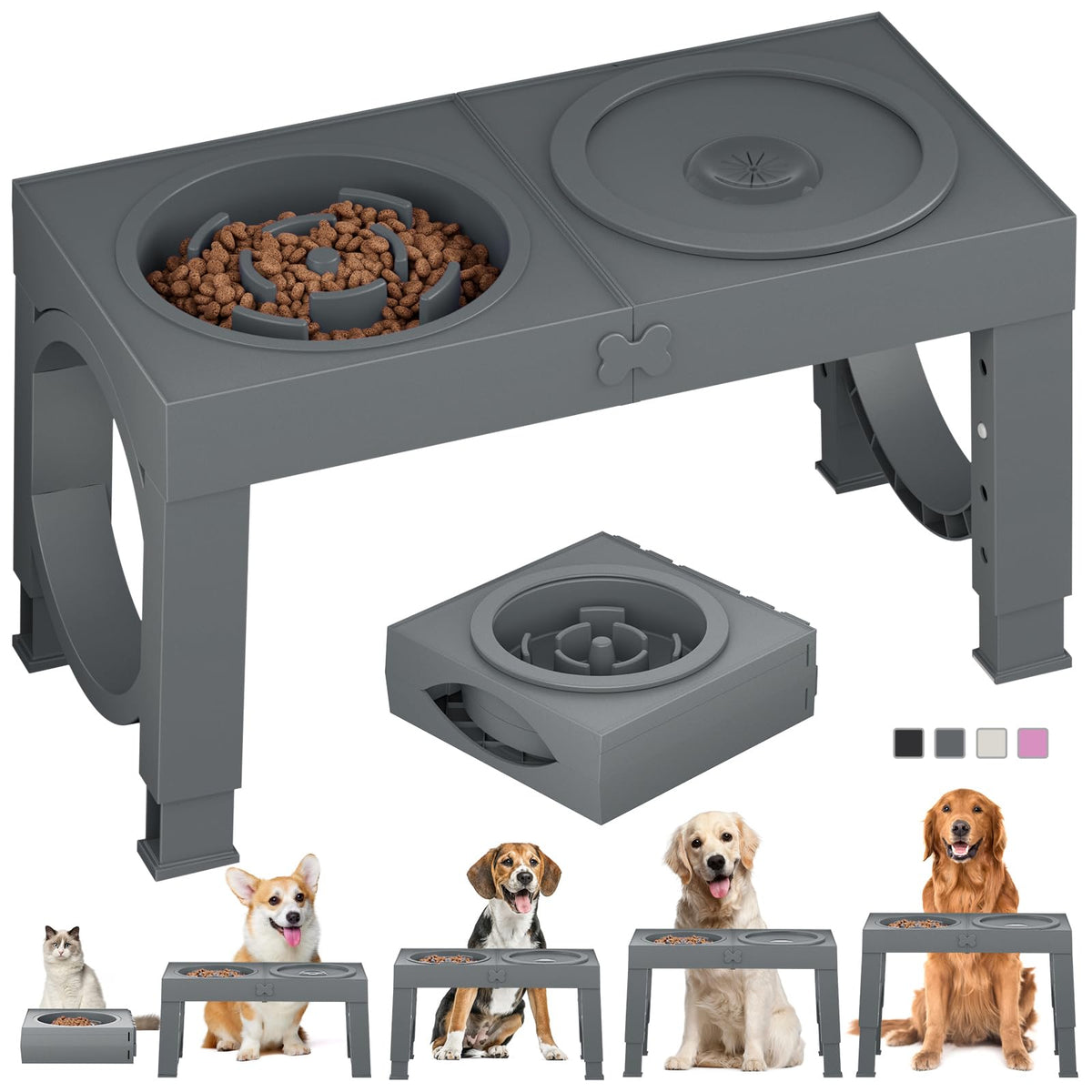 XiaZ: soporte cuenco elevado para perro grande con ajuste de cinco alturas estable
