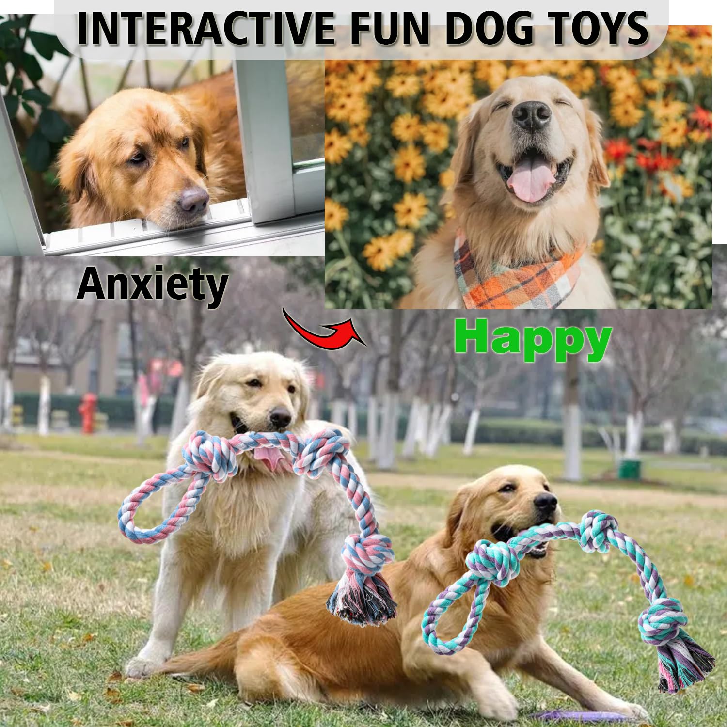 XIGOU cuerda dental para perros, denticion suave, ayuda a higiene bucal.