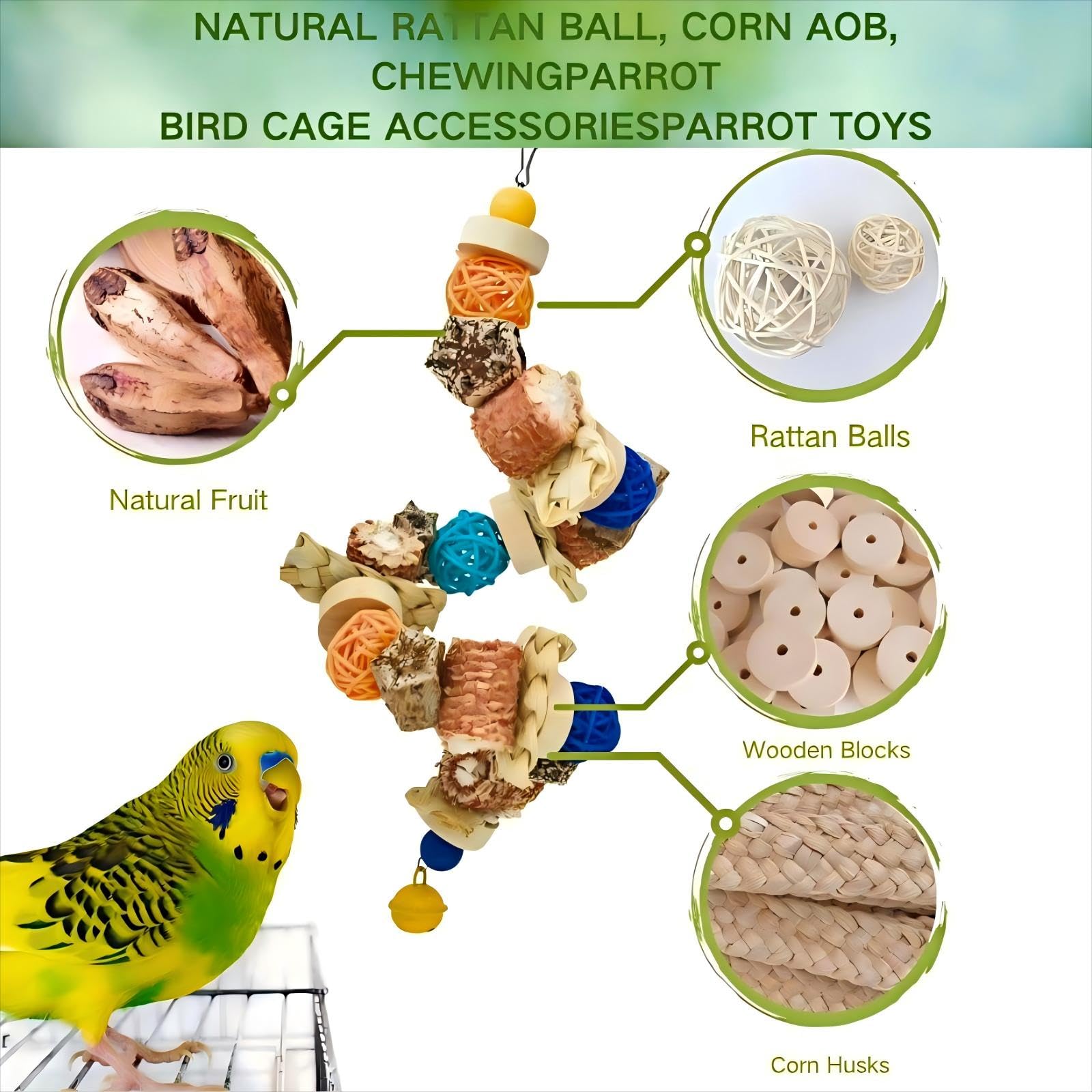 Columpio para aves XLpeixin de 50 cm que estimula trepar, balanceo y diversión.