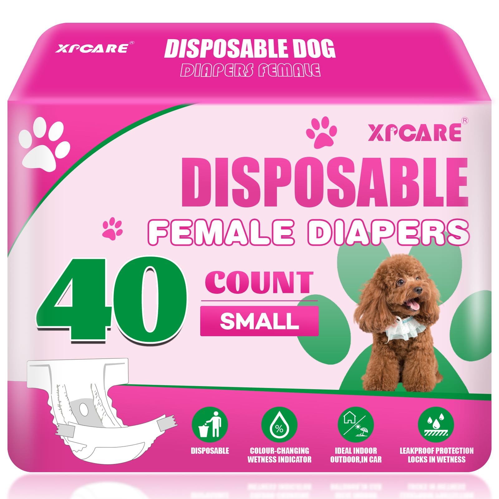 XPCARE pañal para perro hembra con ajuste de cintura para mayor comodidad.