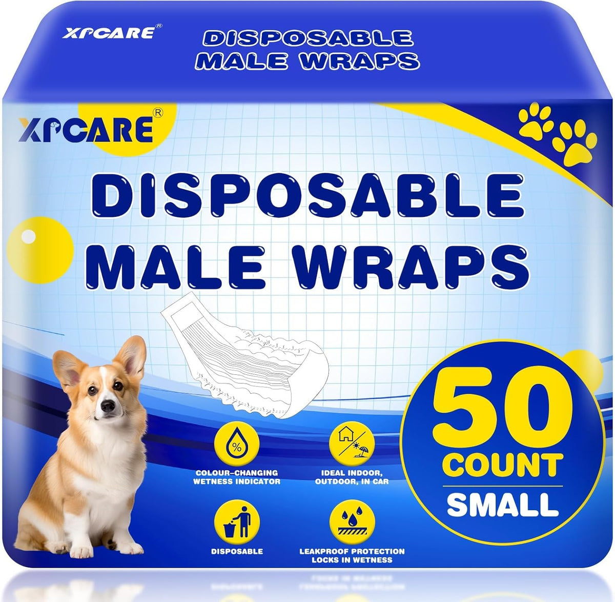 XPCARE pañales desechables para perros machos, empaque de 50 unidades
