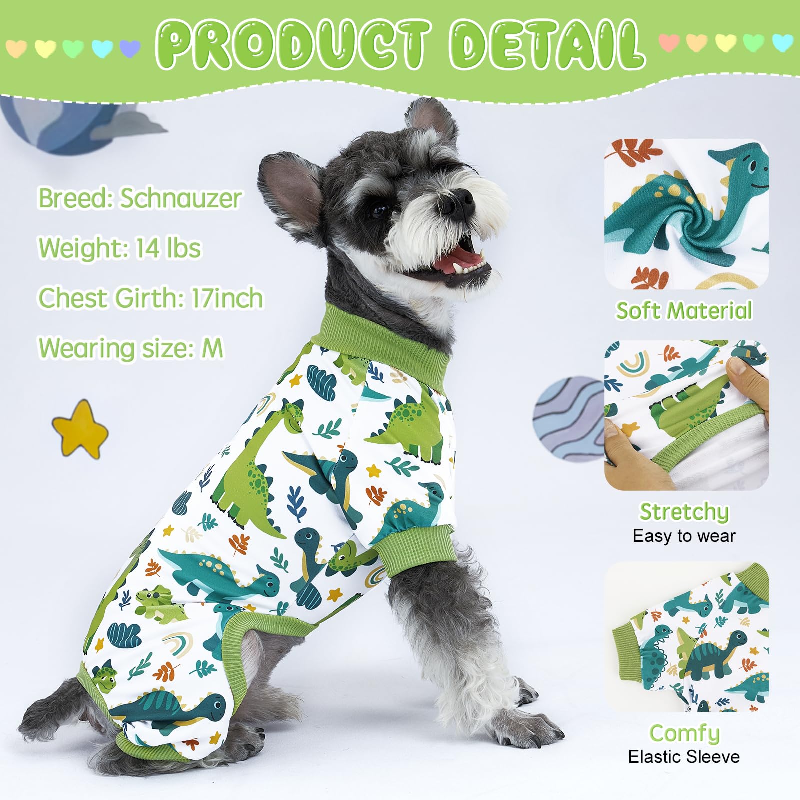 XPUDAC pijama para perro 4 pack - vista trasera, ajuste seguro.