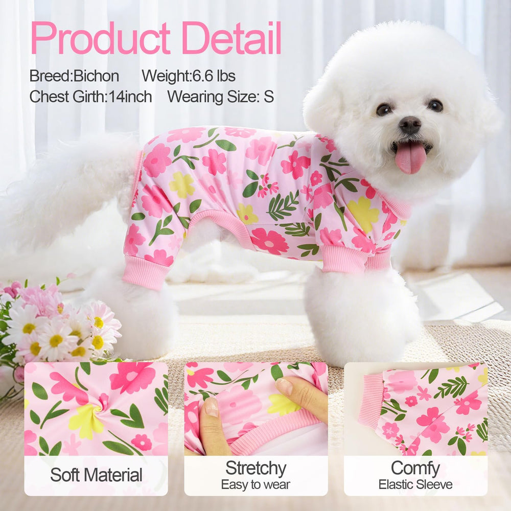 Pijama XPUDAC para perro con ajuste elástico, fácil de poner y cómodo.