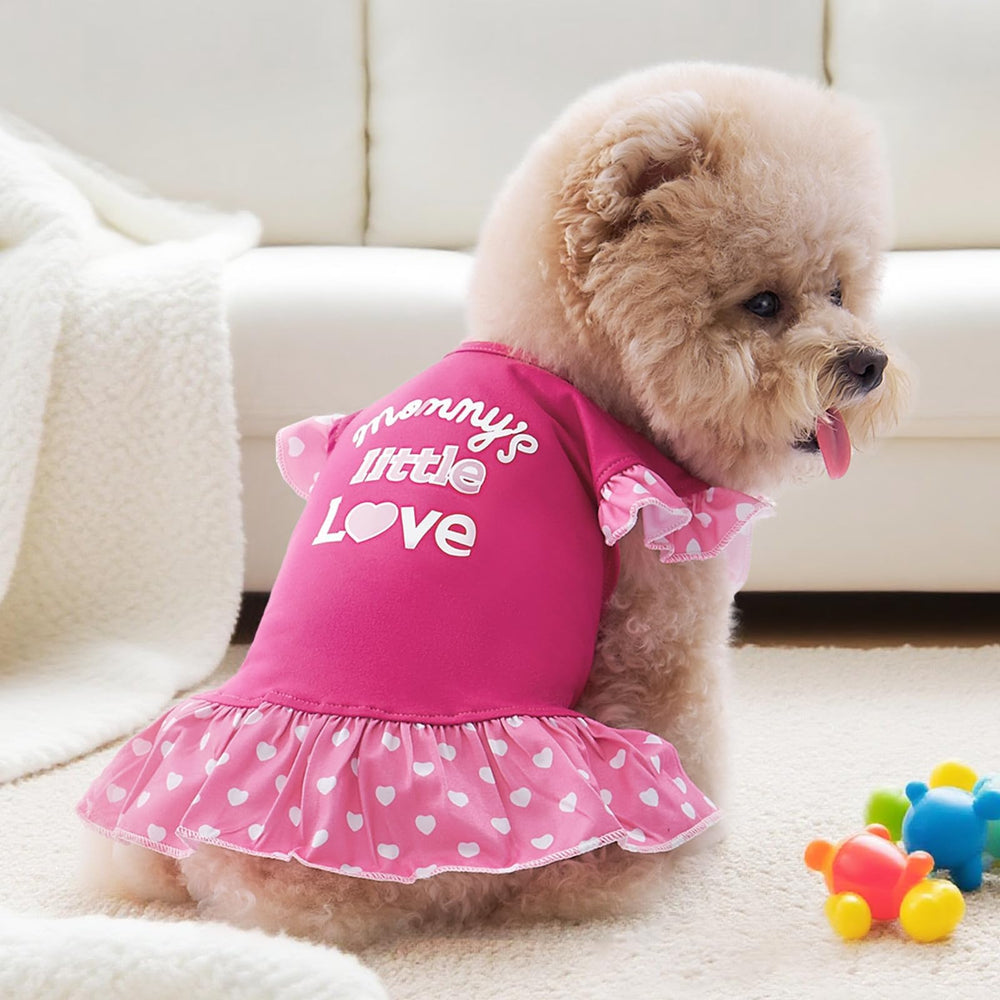 XPUDAC vestido perro pequeño rosa angel, vista lateral, ideal para fiestas y fotos.