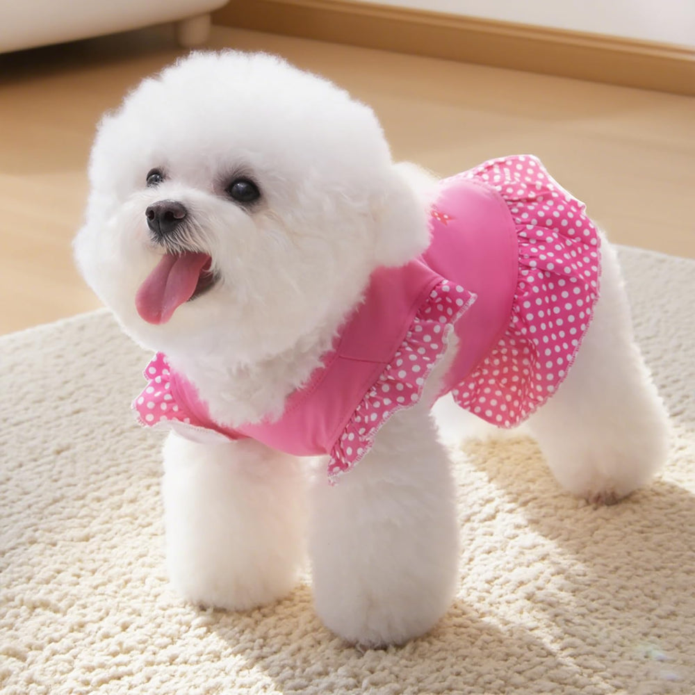 Vestido XPUDAC para perro rosa ángel, detalle costura, suave y duradero.