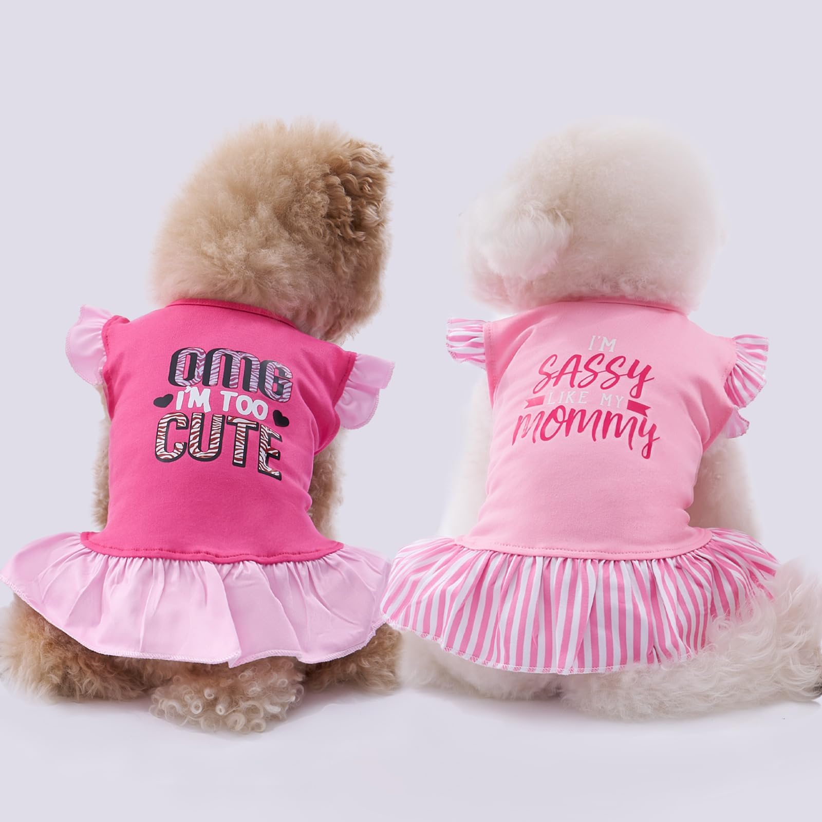 Vestido XPUDAC para perro rosa ángel, mangas, ajuste cómodo para días activos.