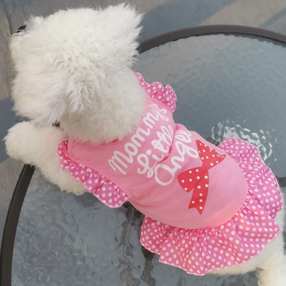 Vestido XPUDAC para perro rosa ángel, texto gracioso, estilo único.