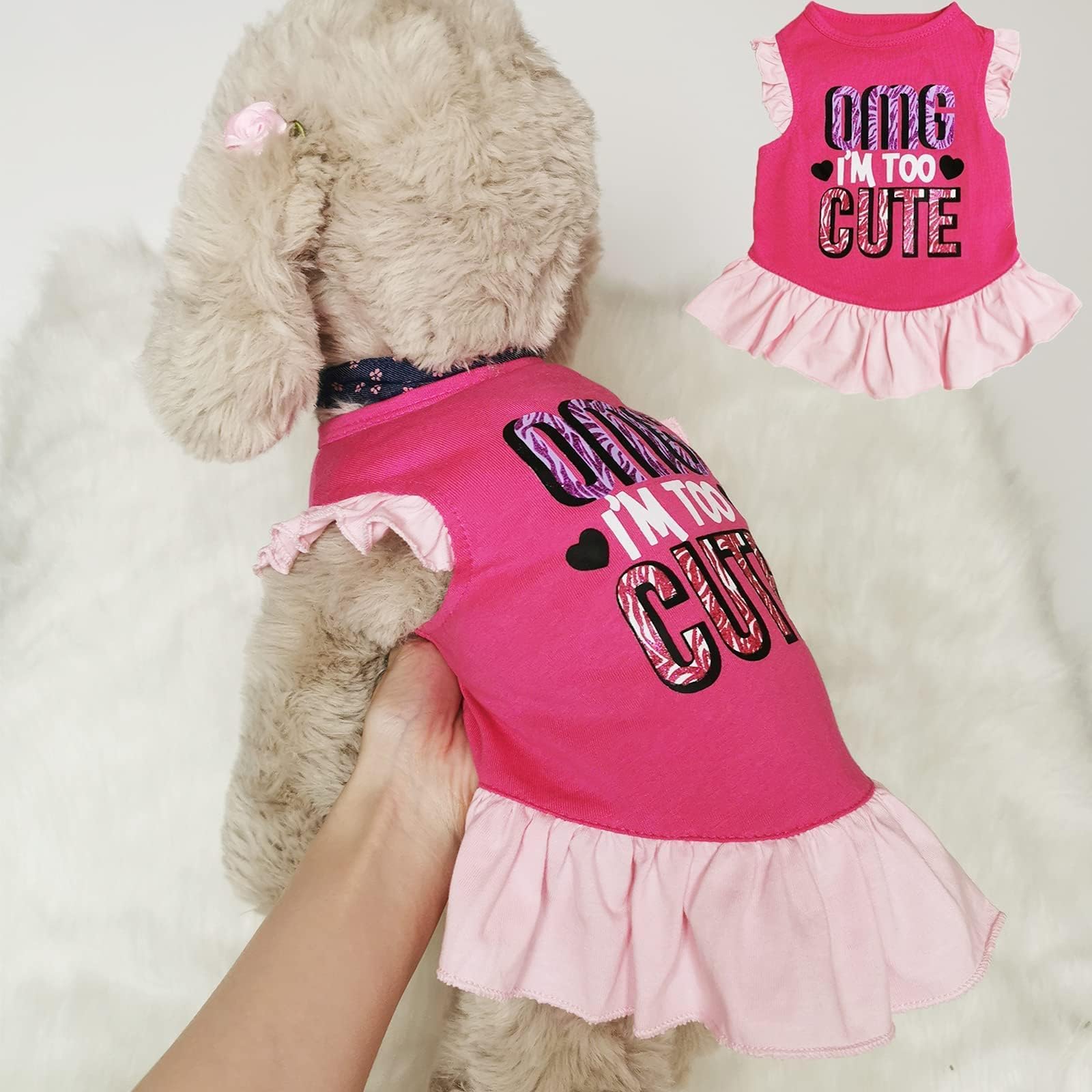 Vestido XPUDAC para perro rosa ángel, uso diario, fácil de poner y quitar.