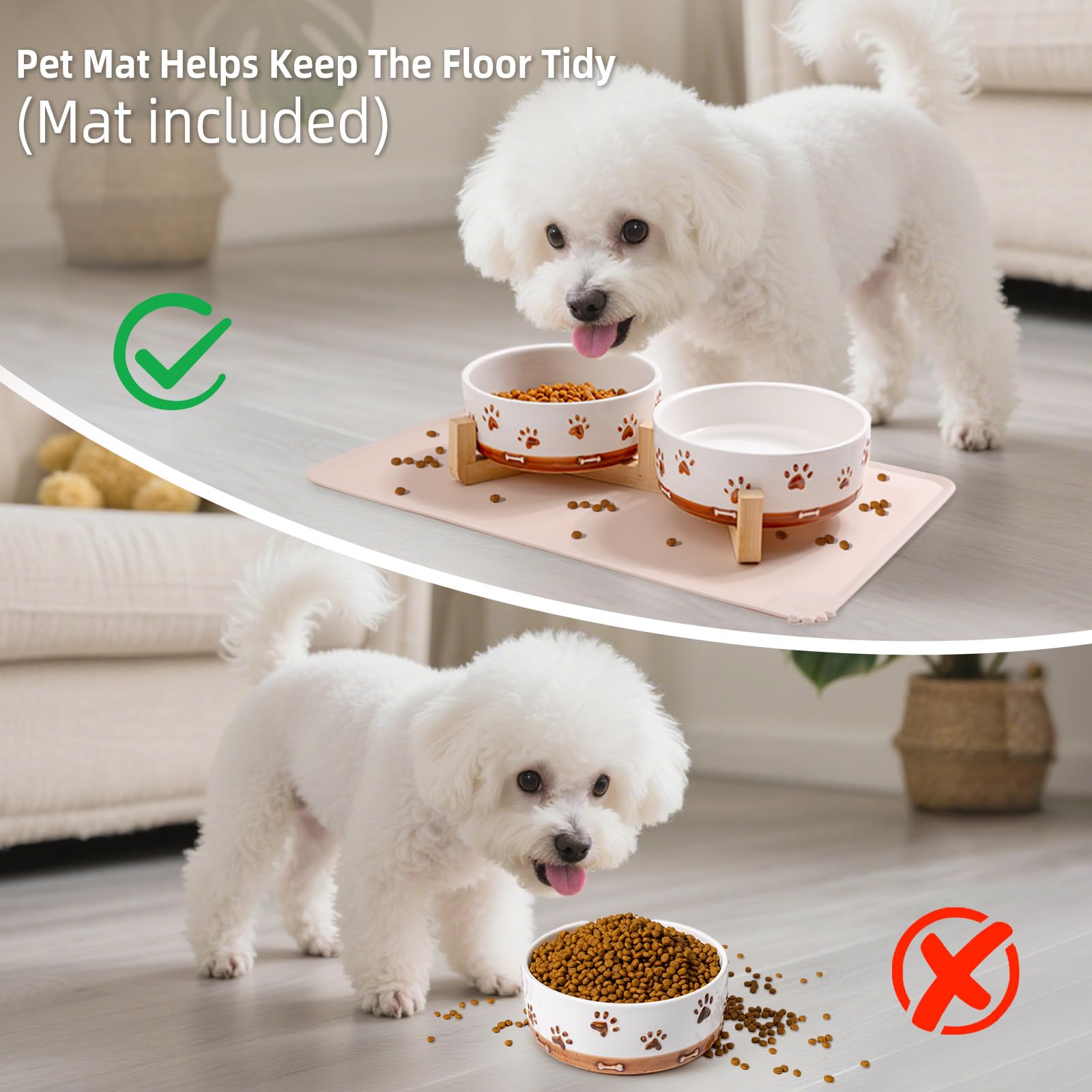 Cuencos cerámicos de 1,7 tazas XRBEOU, tamaño ideal para mascotas pequeñas.