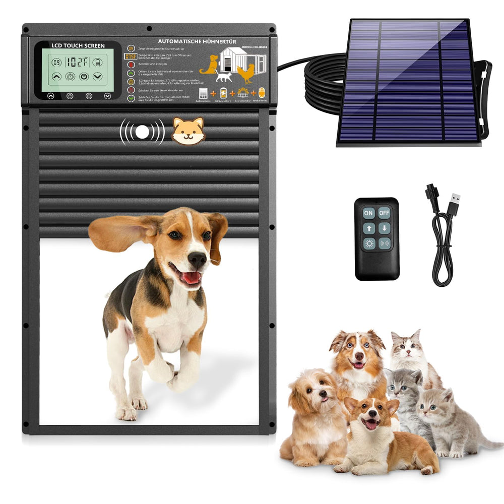 Puerta automática XRDZYXGS frente con panel solar para operación continua