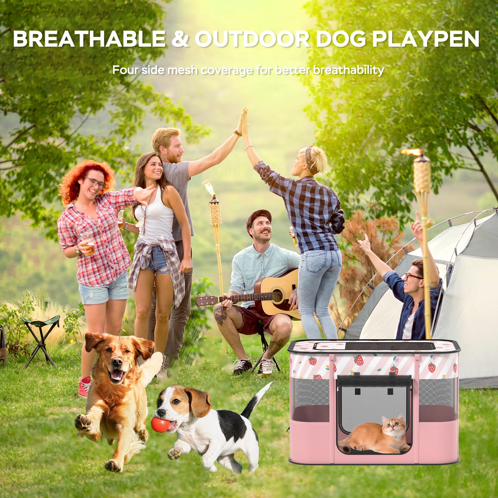 XRG Playpen con malla 360 para buena ventilación y visibilidad