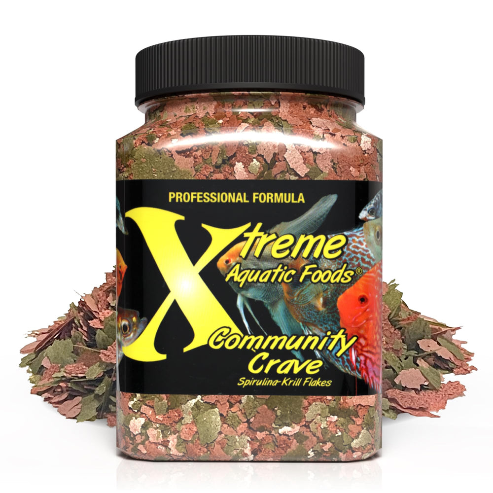 Xtreme Aquatic Foods copos spirulina-krill, nutrición equilibrada para peces tropicales.
