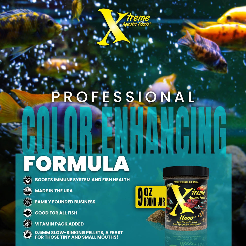 Xtreme Aquatic Foods nano pellets acuario limpio, menos desecho