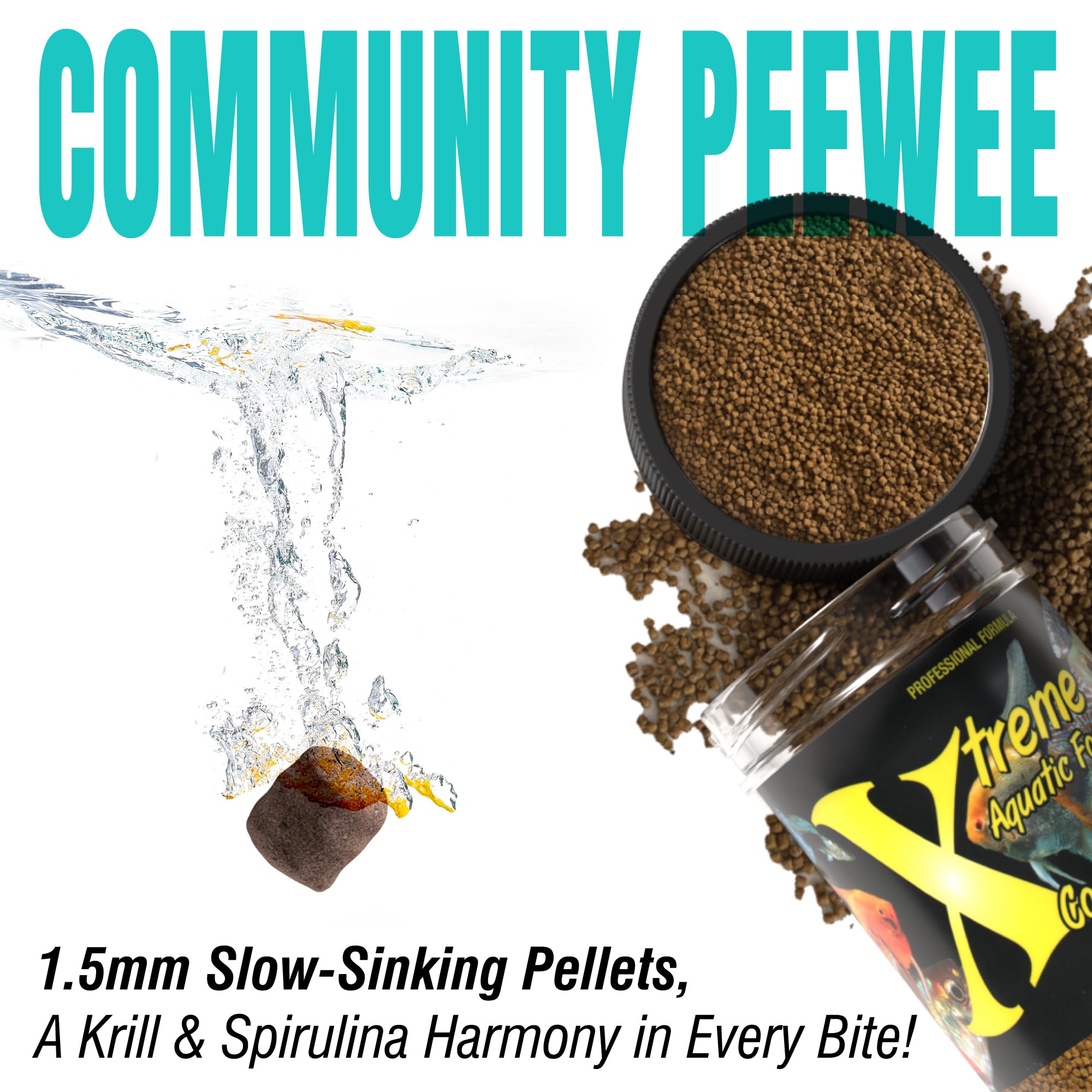 Xtreme Aquatic Foods PeeWee 1.5mm, colores intensos y vitalidad para el acuario.