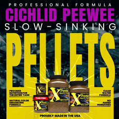 Xtreme Cichlid PeeWee Gránulos, caída lenta para una alimentación gradual.