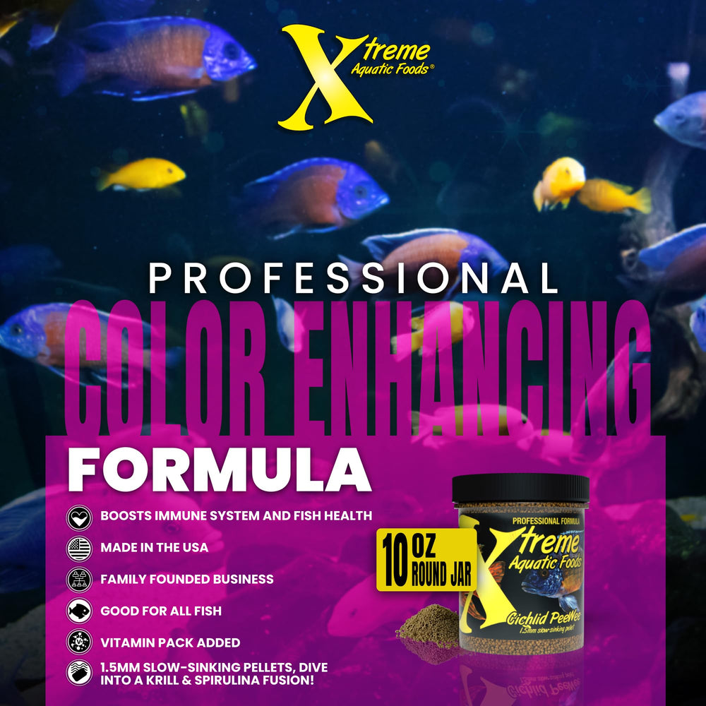 Xtreme Cichlid PeeWee Gránulos, spirulina de granja de EEUU para nutrición de calidad.