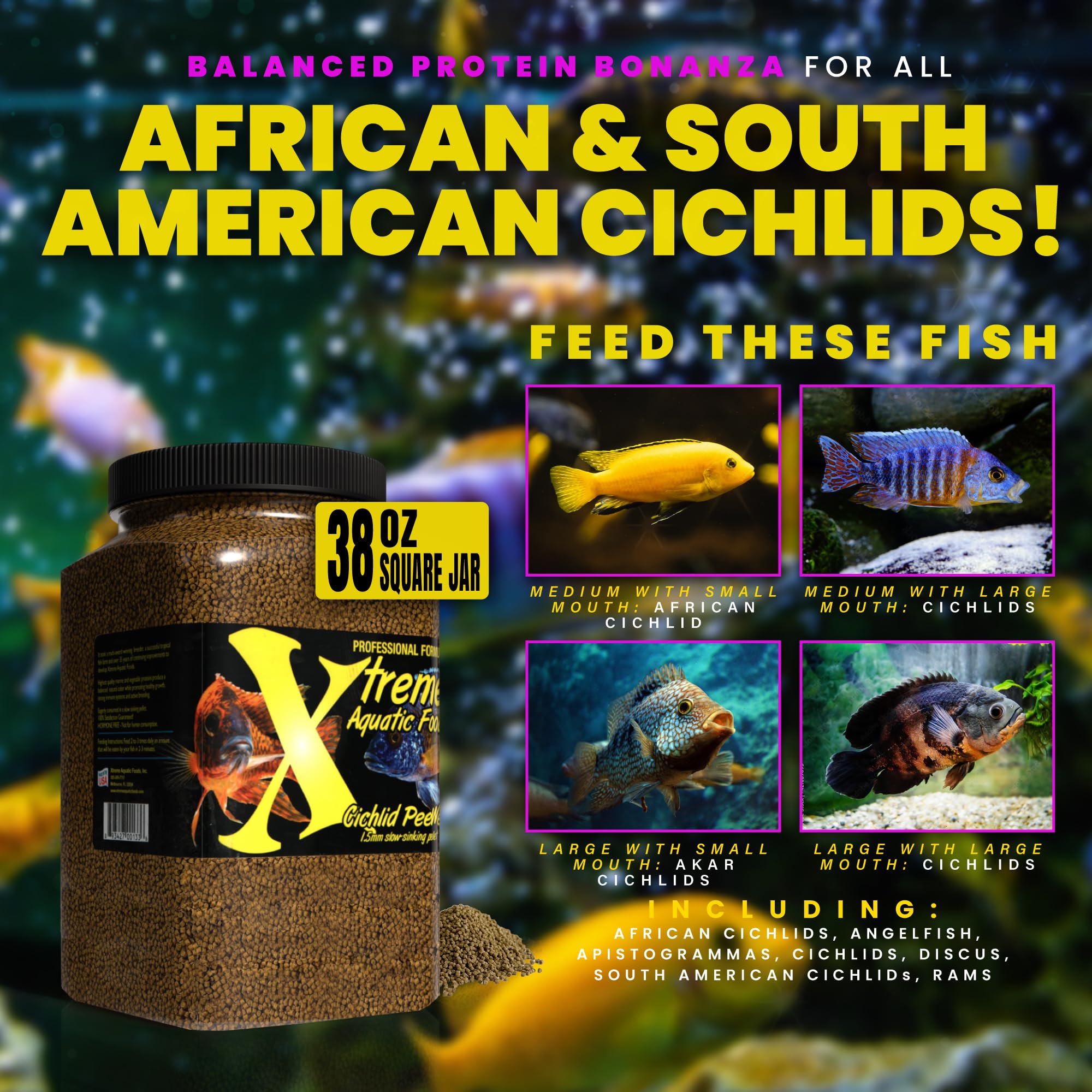 Xtreme Cichlid PeeWee Pellets muestran mejora de coloración de los peces