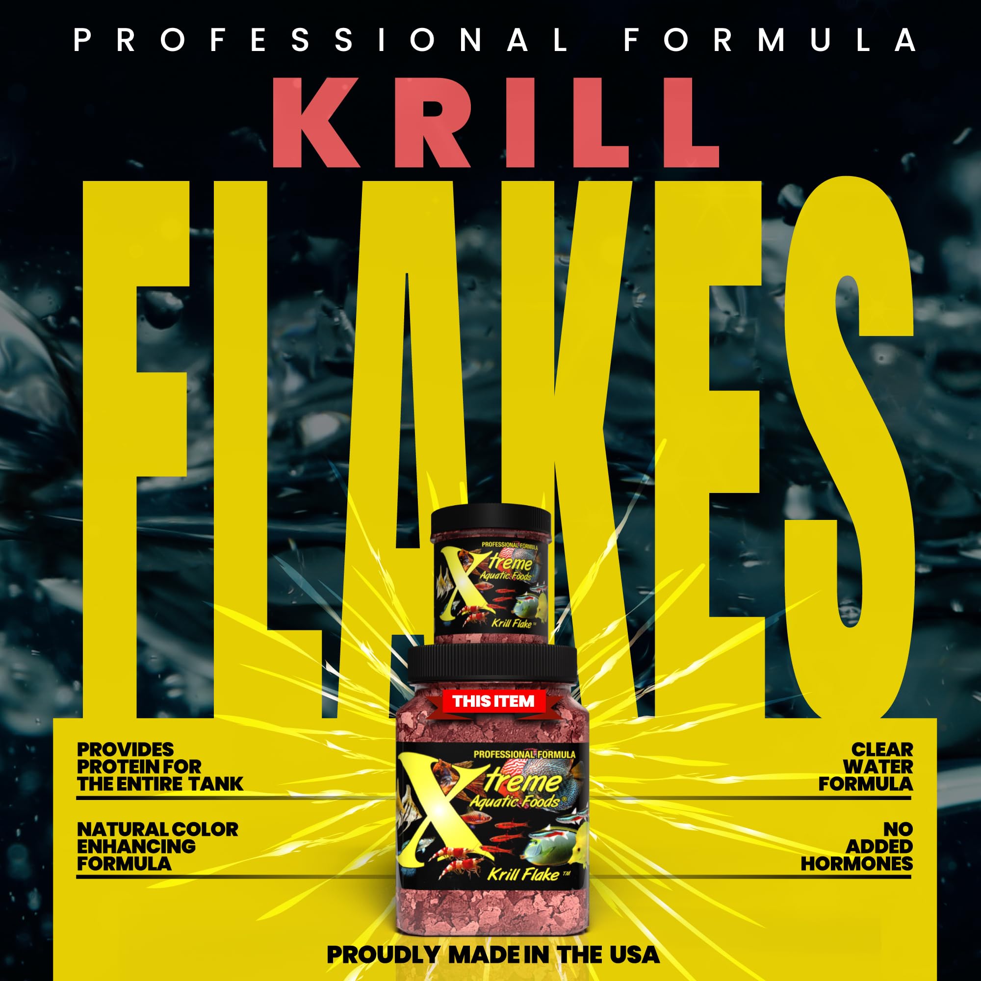 Xtreme Krill Flakes: detalle crujiente de copos para ingesta suave.