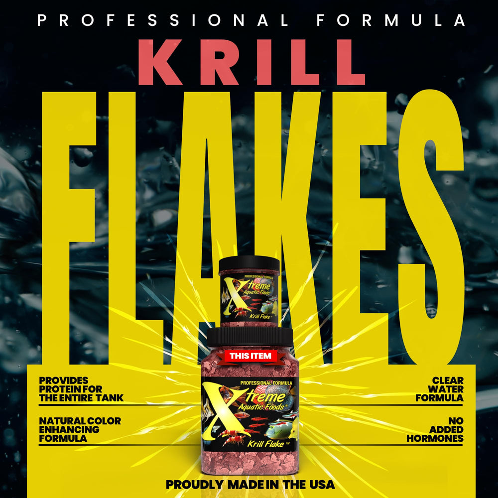 Xtreme Krill Flakes: detalle crujiente de copos para ingesta suave.
