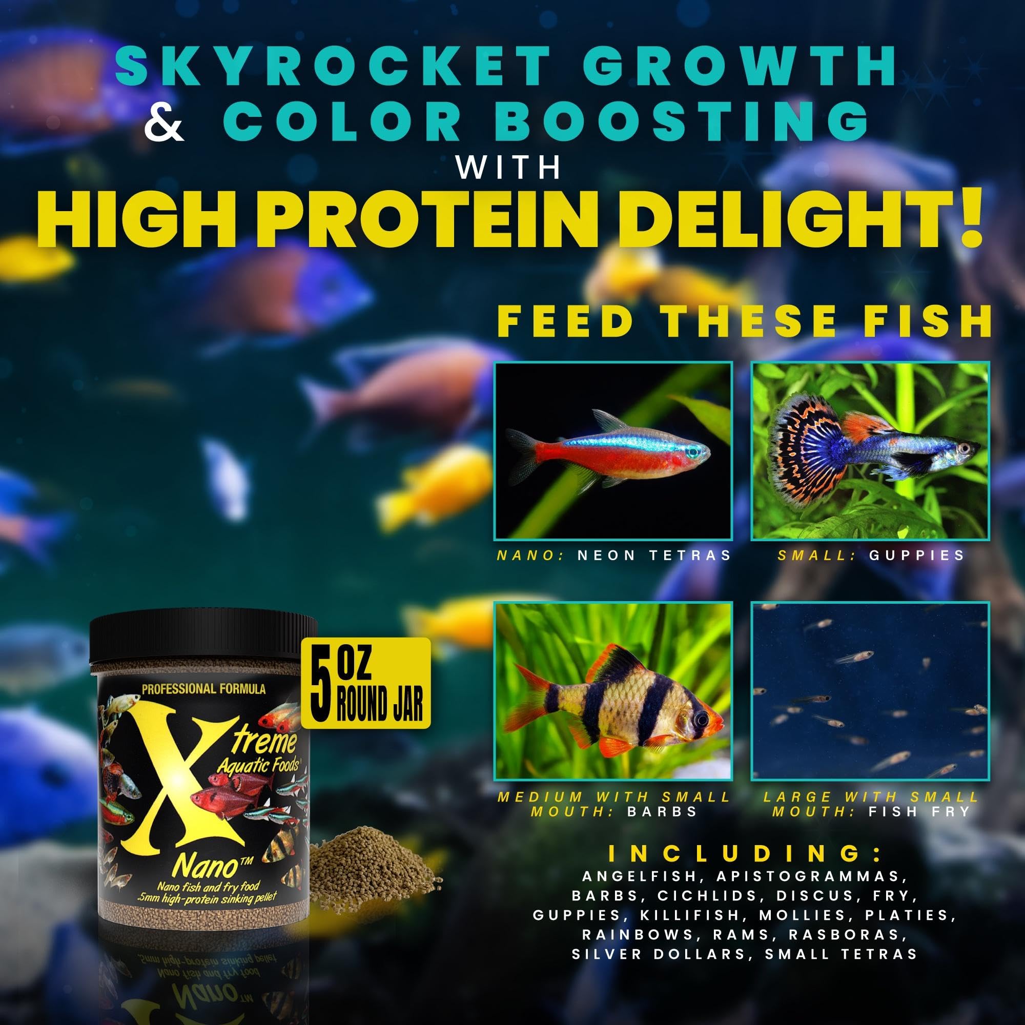Xtreme Nano Pellets digestión fácil, menos desorden en el acuario.
