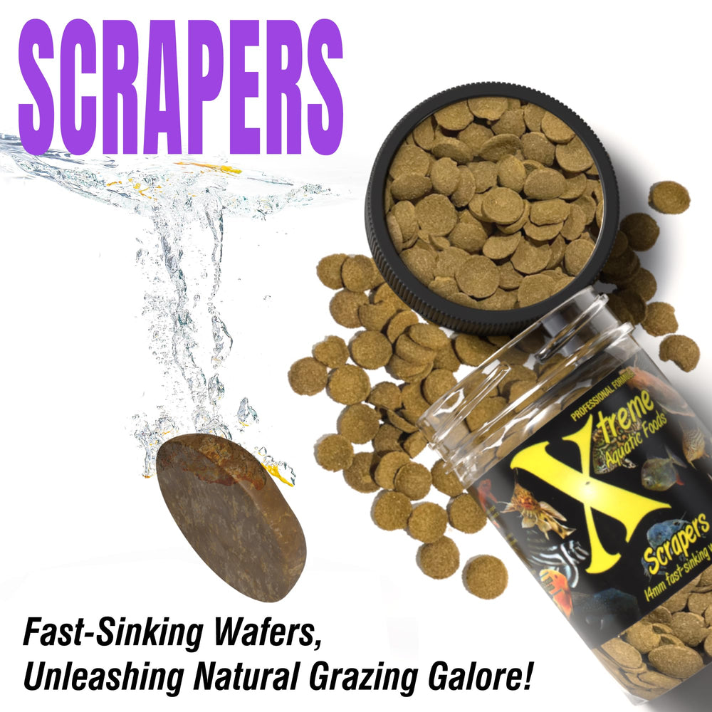 Xtreme Scrapers Wafers: vegetales verdes que aportan fibra y colorido a la comunidad de peces.