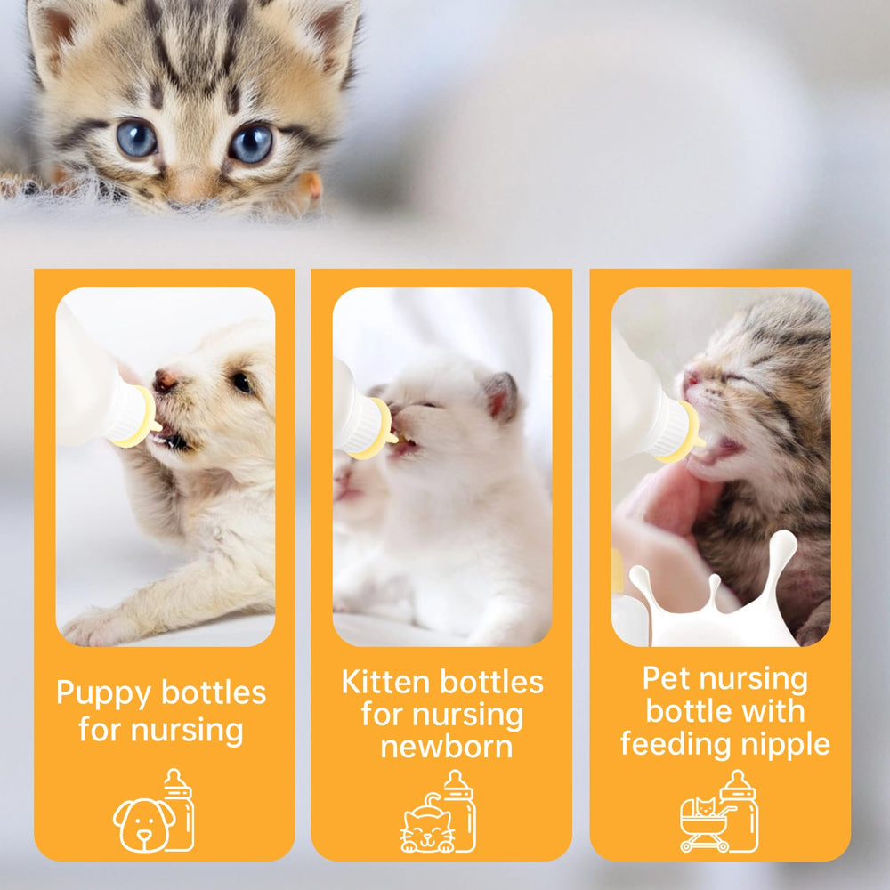 Biberón Xuandea con vaso medidor para controlar la ingesta de gatitos y cachorros.