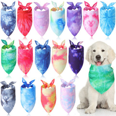 Bandana Xuniea para perro con patrón teñido arcoíris, ideal para paseos diarios