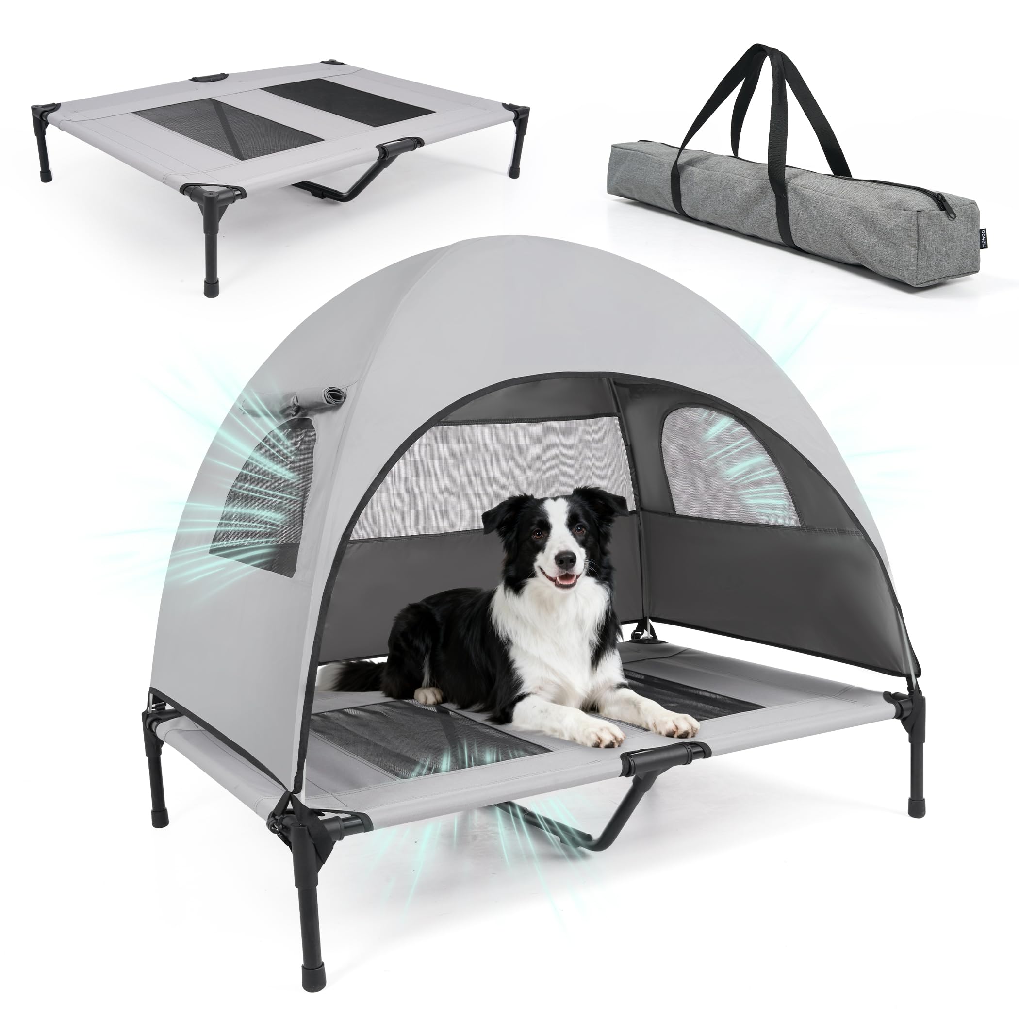 Cama para perro XUVIRA elevada con cobertura UV protege del sol