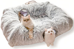 XxingSheep cama túnel XL para gatos con 4 cuevas y juego interactivo