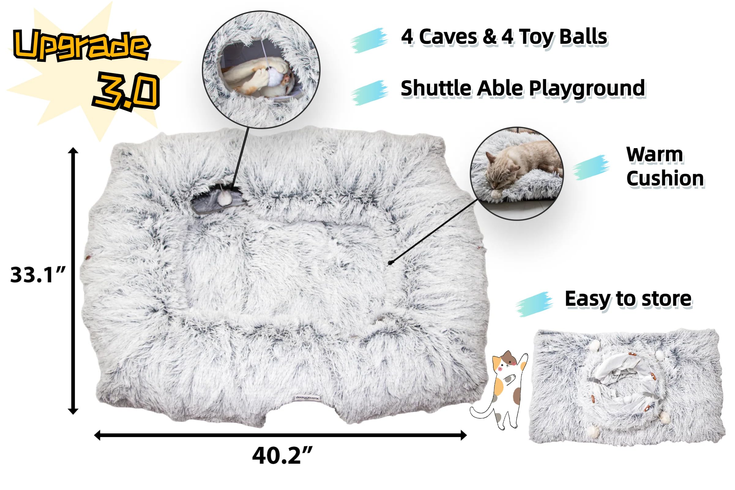 XxingSheep túnel felino con peluche mullido y tapete cálido