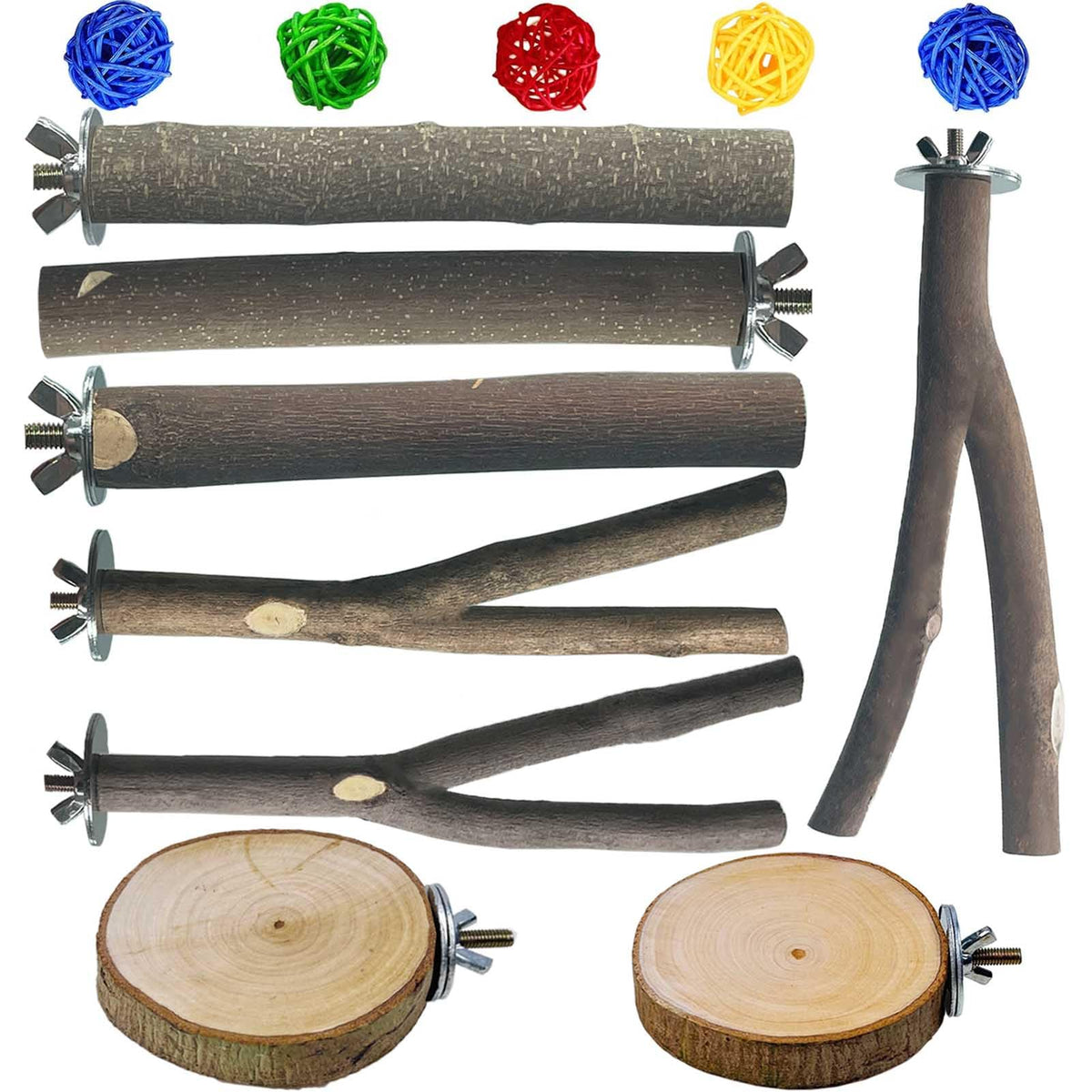 Xxmbbjy percha de madera natural para aves ofrece agarre estable.