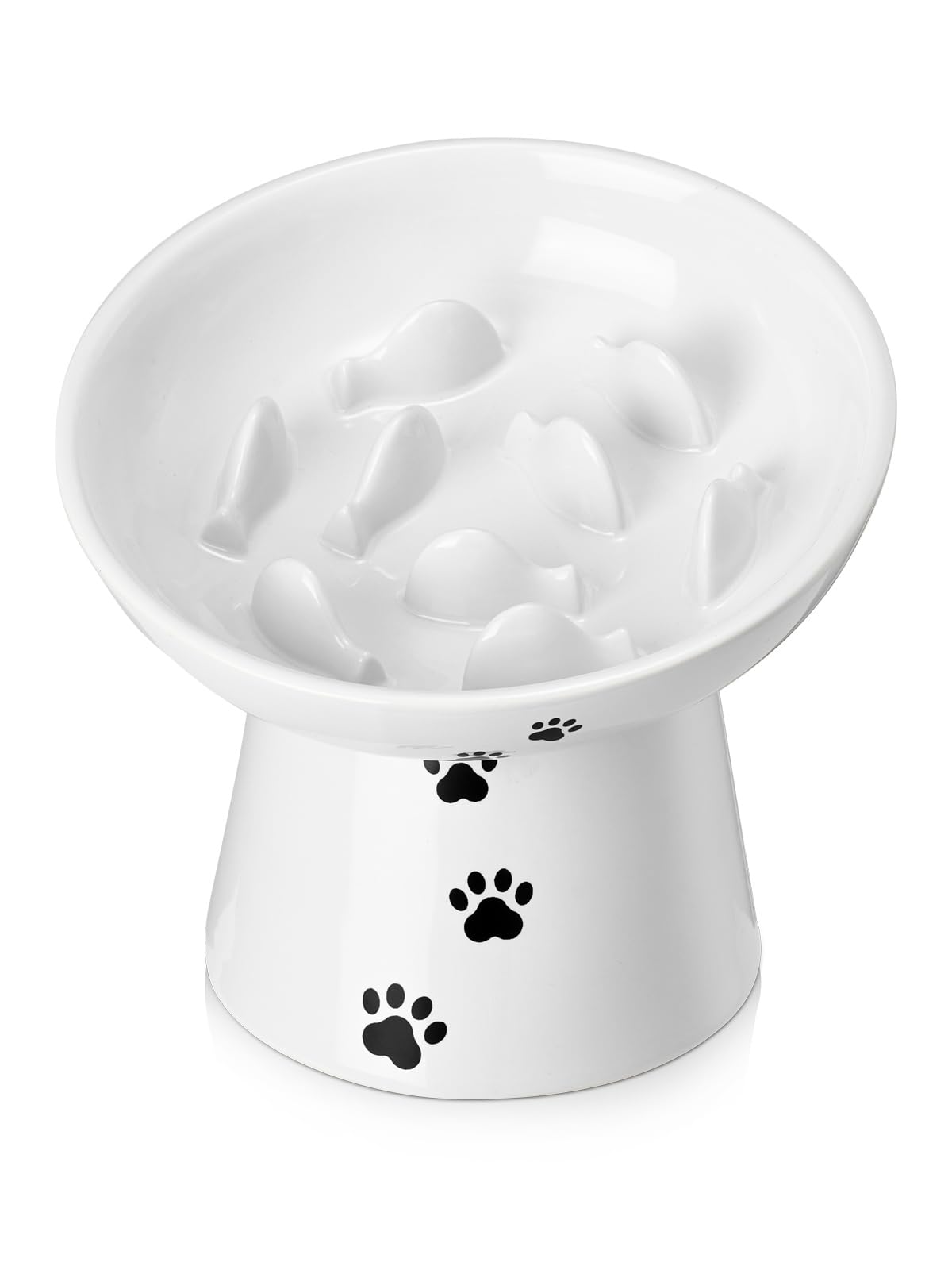 Tazón lento cerámico de Y YHY para gatos, fomenta comer despacio y evitar atracones.