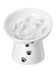 Tazón lento cerámico de Y YHY para gatos, fomenta comer despacio y evitar atracones.