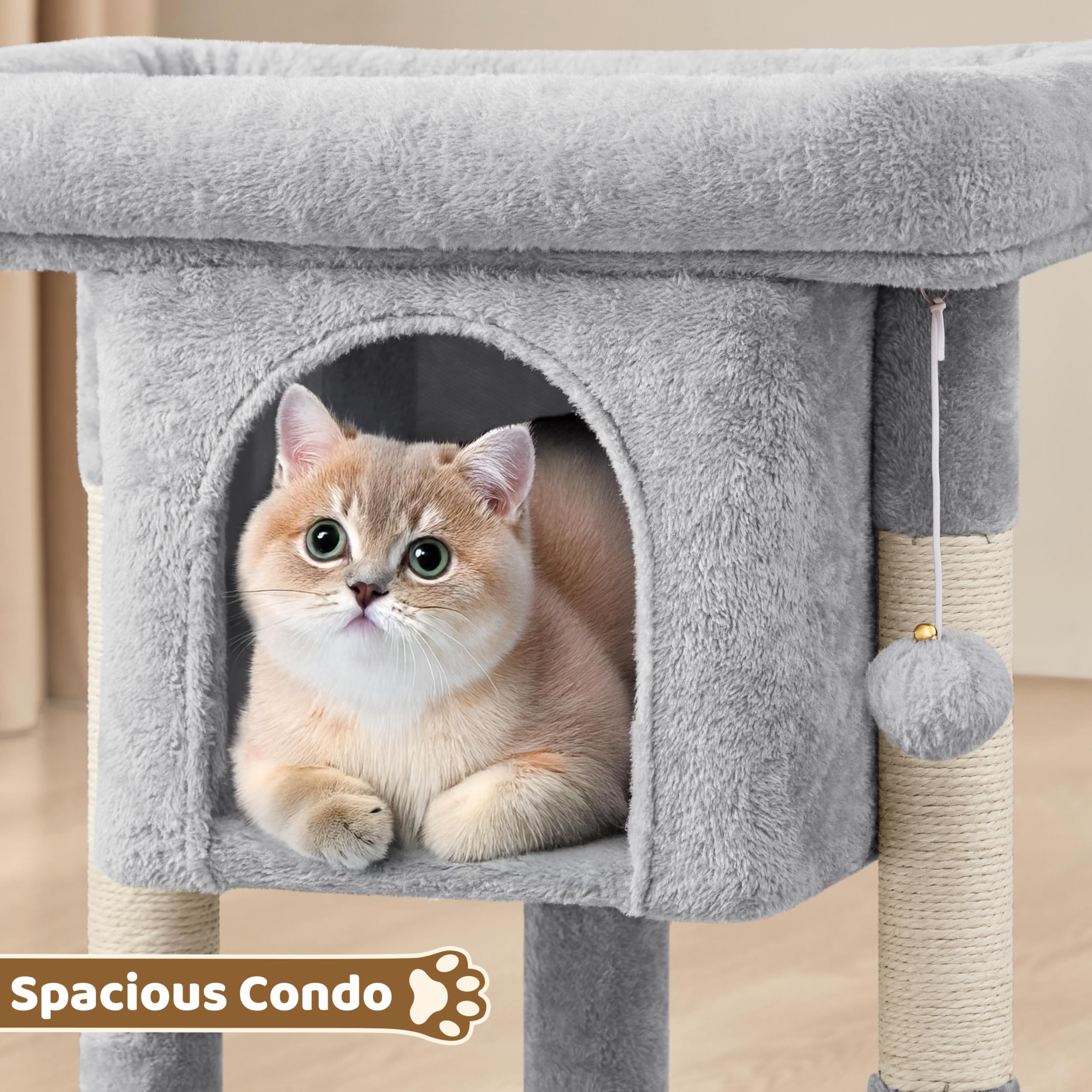Yaheetech Árbol Gatos: soporte ligero y diseño moderno para cualquier salón.