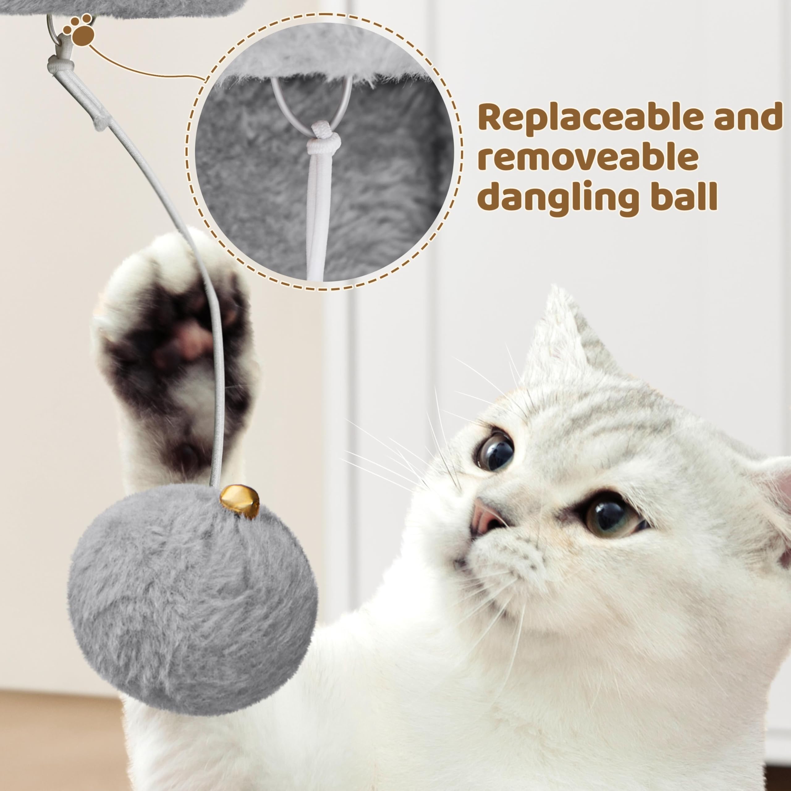 Yaheetech Árbol Gatos: tres columnas de madera gruesas para apoyo estable.