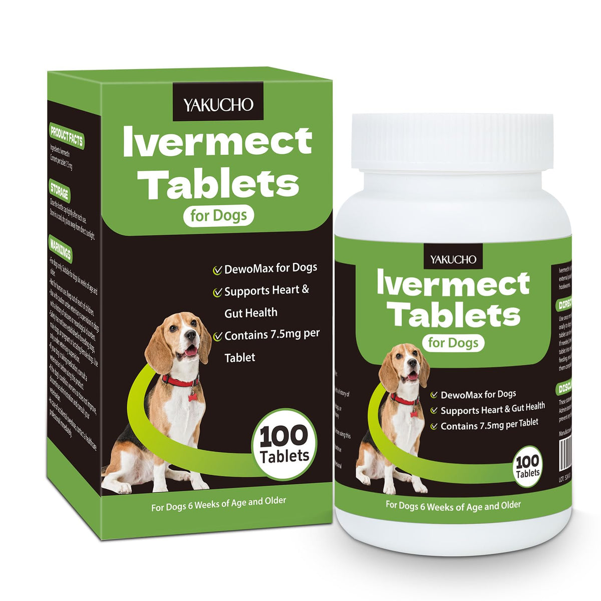 Yakucho lvermect para perros, botella, apoyo diario al equilibrio intestinal.