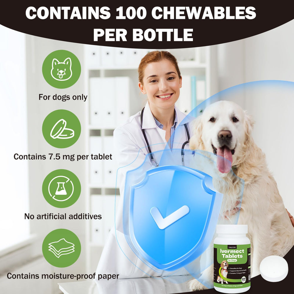 Yakucho lvermect, dosis según peso para uso regular en perros de distintas razas.