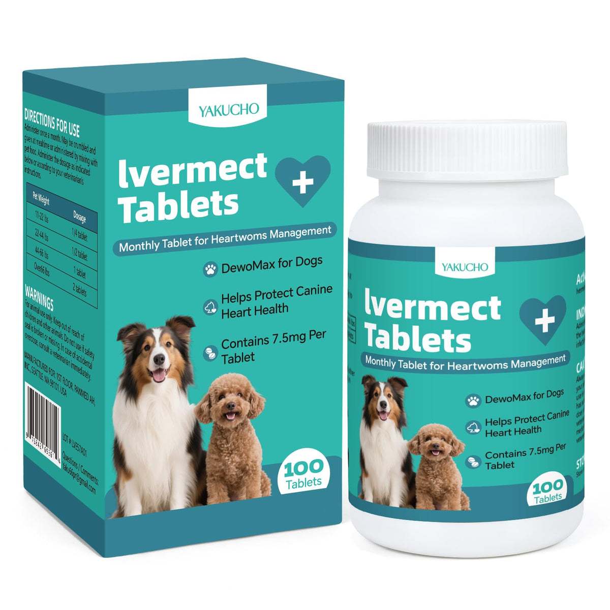 Yakucho Young Heart tabletas 7-5 mg para apoyar la salud cardíaca canina