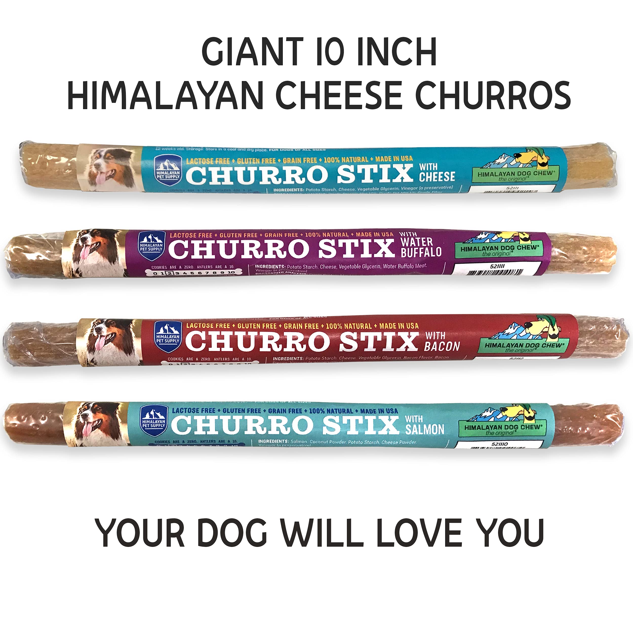 Yaky Churro queso con búfalo de agua 10 pulgadas: opción sabrosa para perros.