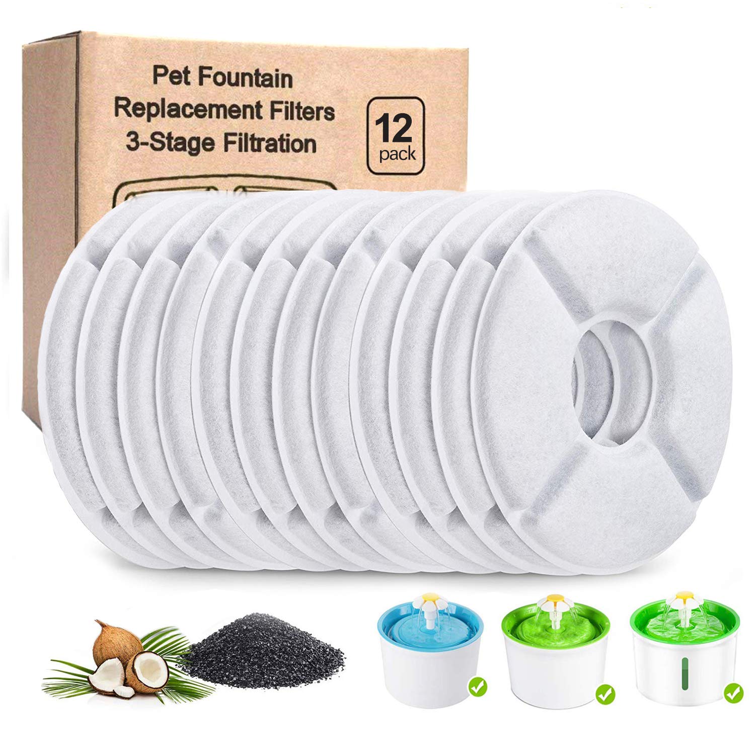 Filtro Yamozom para gatos, filtro redondo para bebederos, mejora sabor y olor del agua.