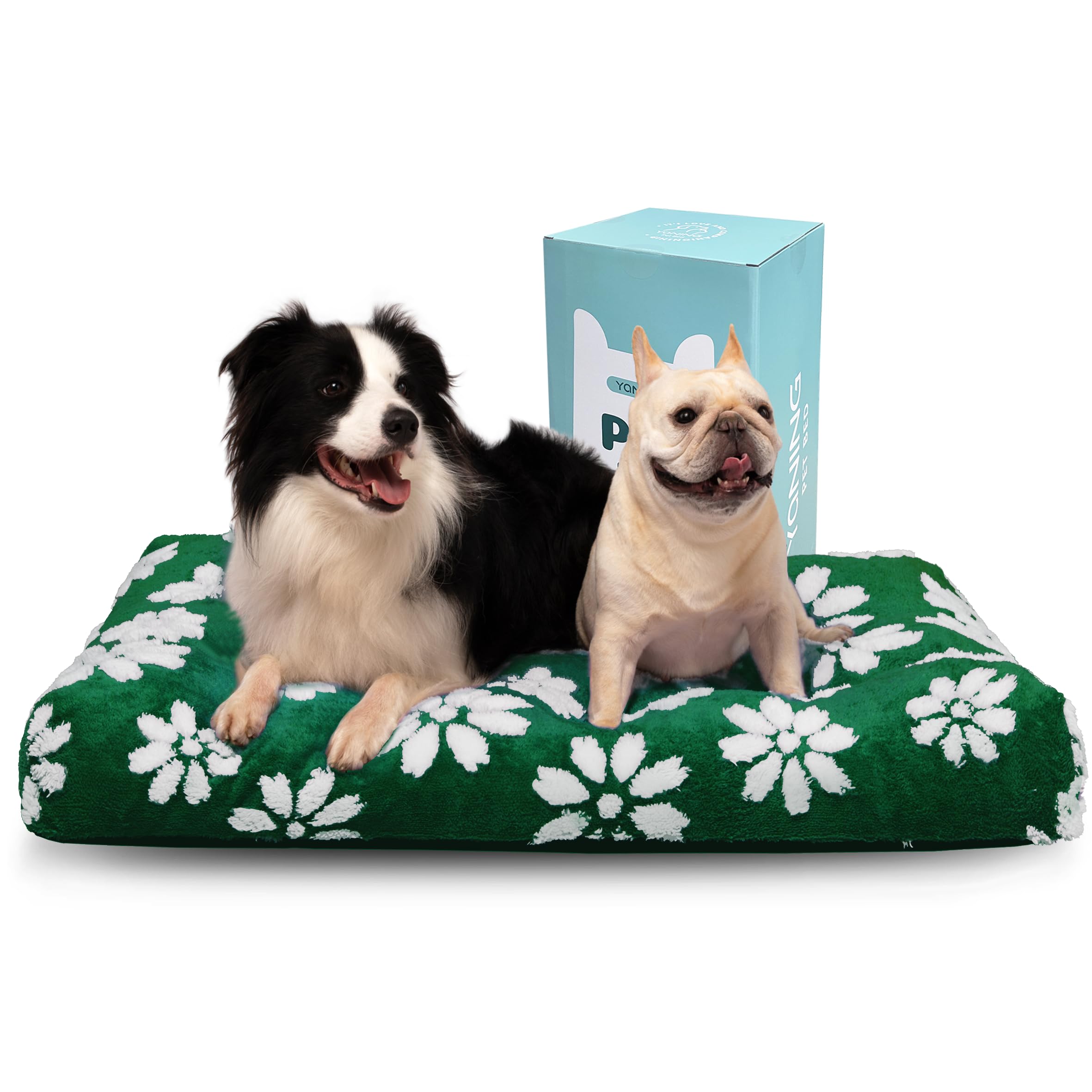Yaning cama para perro extragrande con flor verde, descanso cómodo para casa