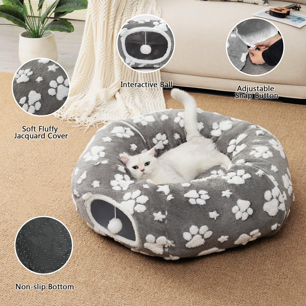 Cama en forma de rosquilla Yaning, gris, refugio cómodo para siestas.