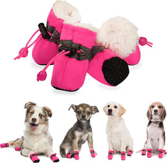 YAODHAOD zapatos para perro con forro felpa rosa, confort cálido para paseos.