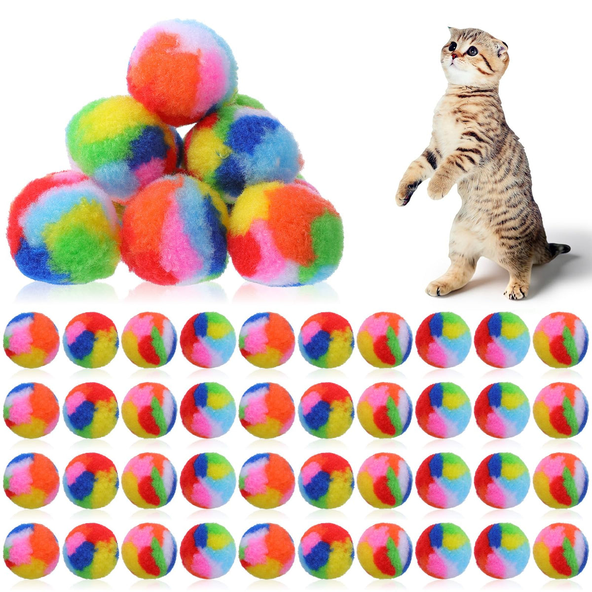 Bola YBEATY arcoíris pompon para juego interactivo y estimulación
