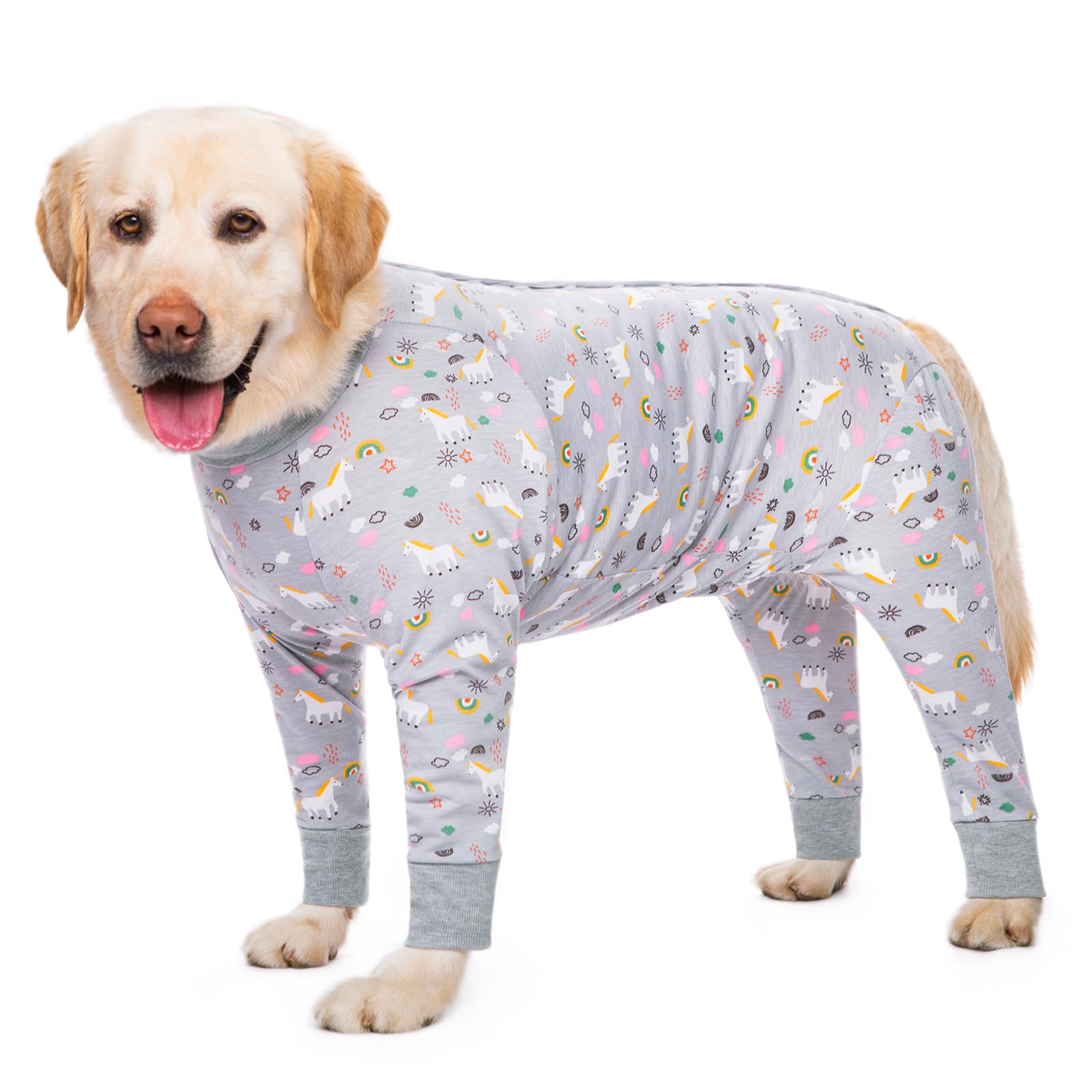 Traje de recuperación Yeapeeto para perro grande, vista general en gris pony.