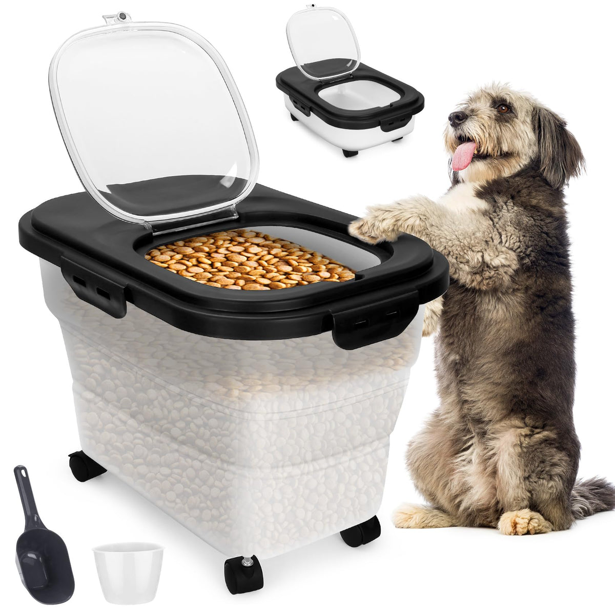 YECERCAN Contenedor para alimento de perro translúcido facilita ver la cantidad restante.