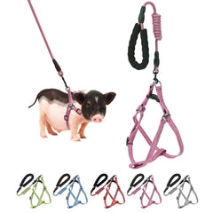 YeeBeny arnés mini cerdo rosa con ajuste cómodo para paseos.